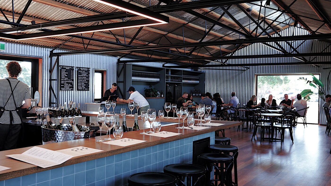 Cellar door interior wide shot